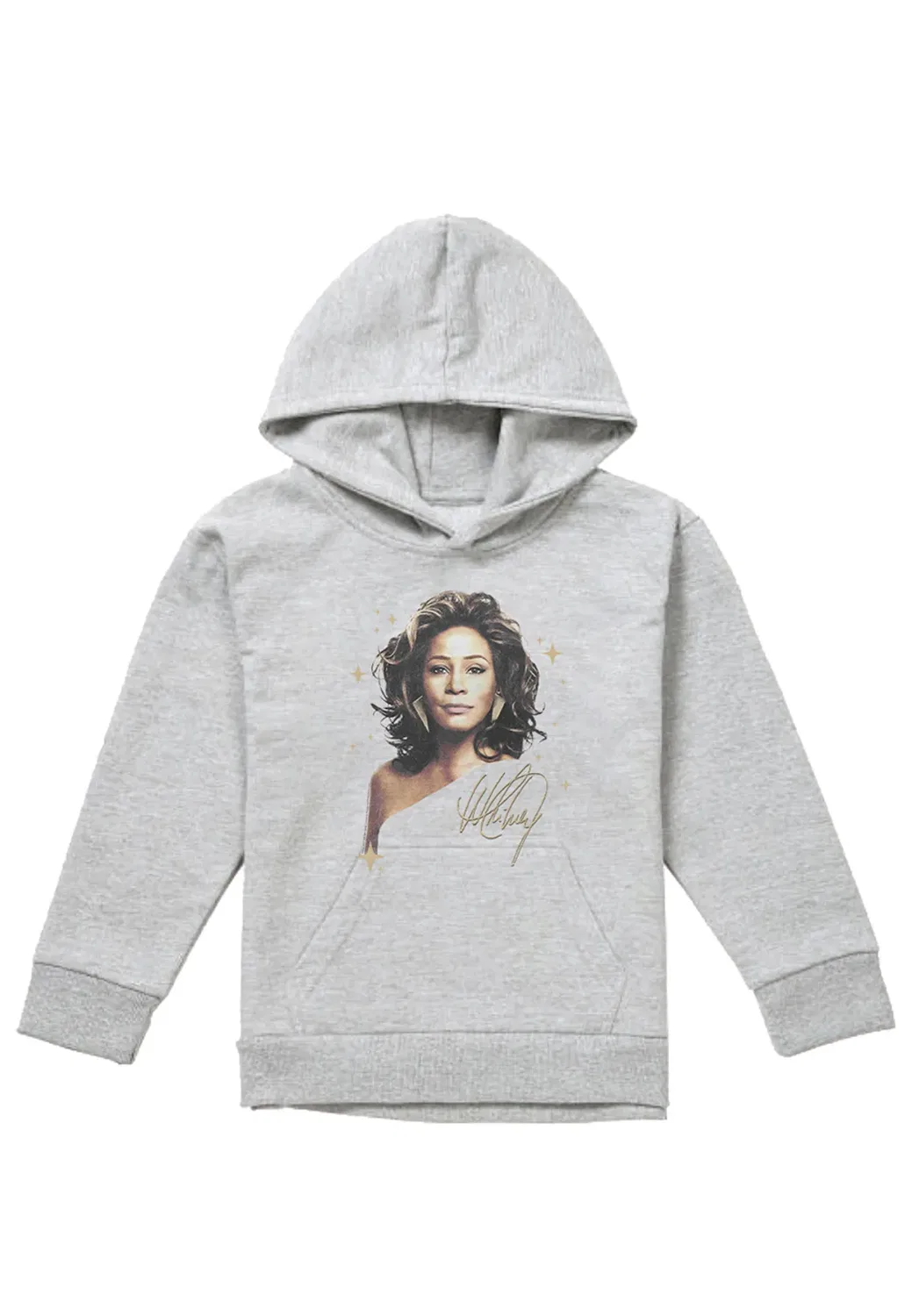 Детский худи с принтом Graphite Star Youth Kids Pull-over Hoodie Whitney Houston, Grey