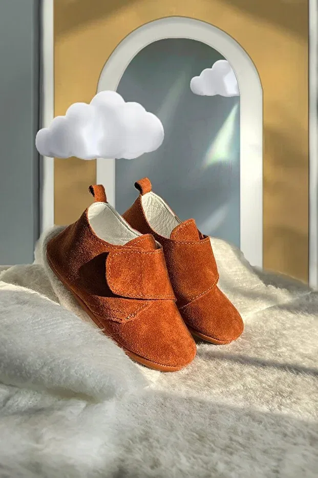 Детские ботинки из замши с липучкой Brity, Tan Color