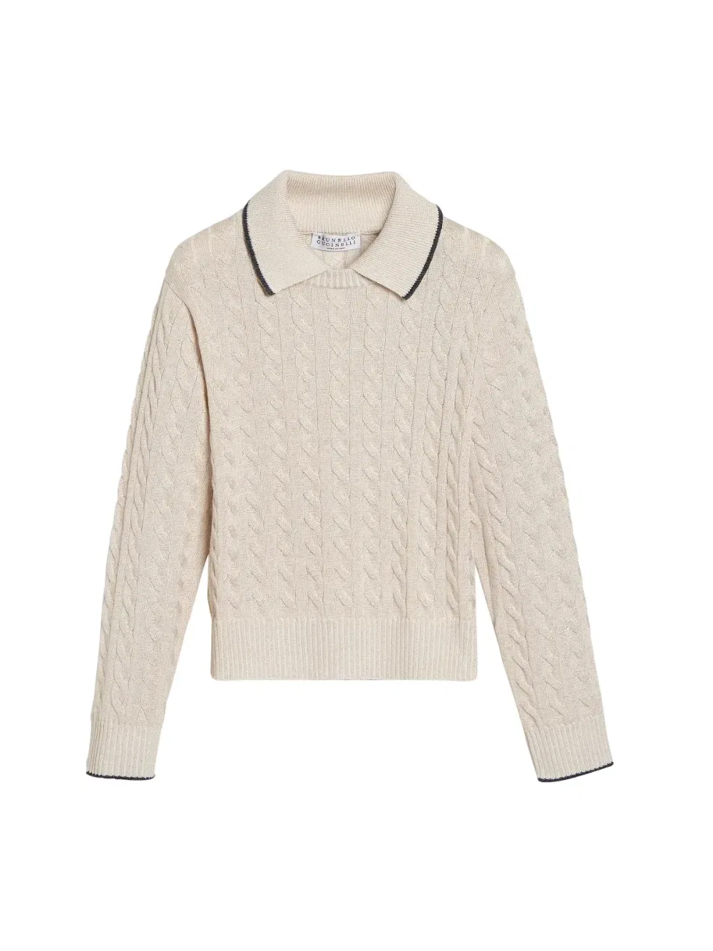 Свитер "искрящаяся коса" с многослойным эффектом Brunello Cucinelli Kids, бежевый