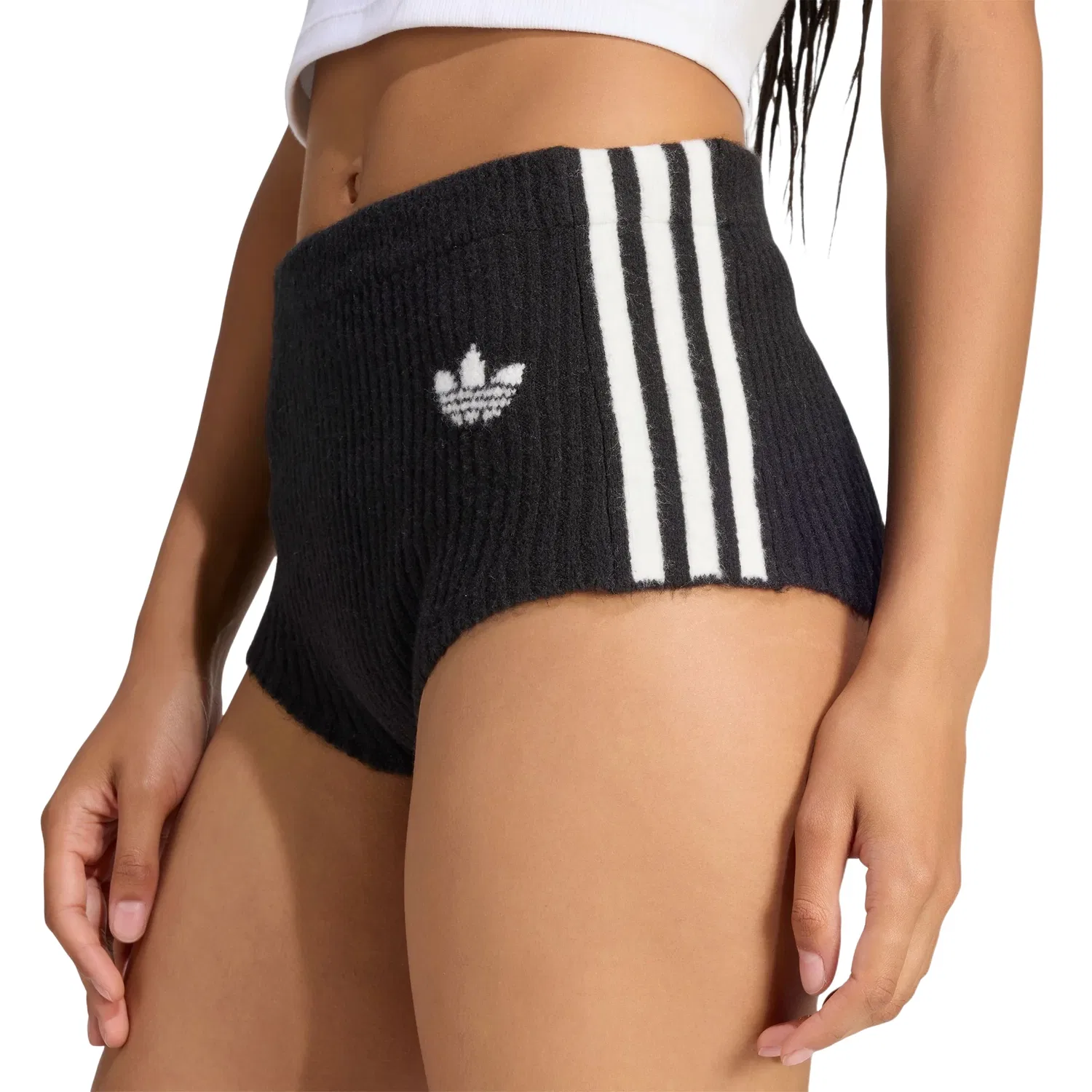 Женские шорты Jennie Knitted Short Shorts Asia Sizing 'Black' adidas, черный — фото 2