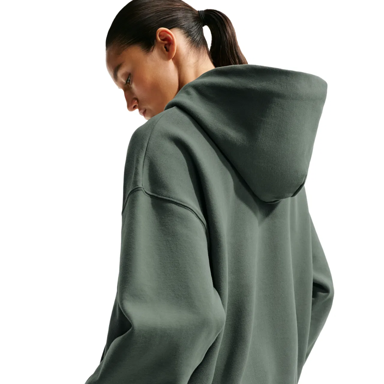 Женское худи оверсайз Studio Fleece Nike, Sail/Camo Green — фото 2