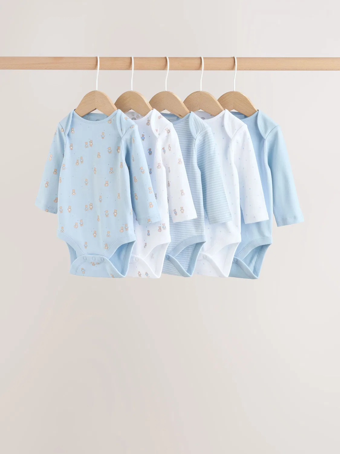 Комплект боди с длинным рукавом, 5 штук, Baby Bear Next, синий