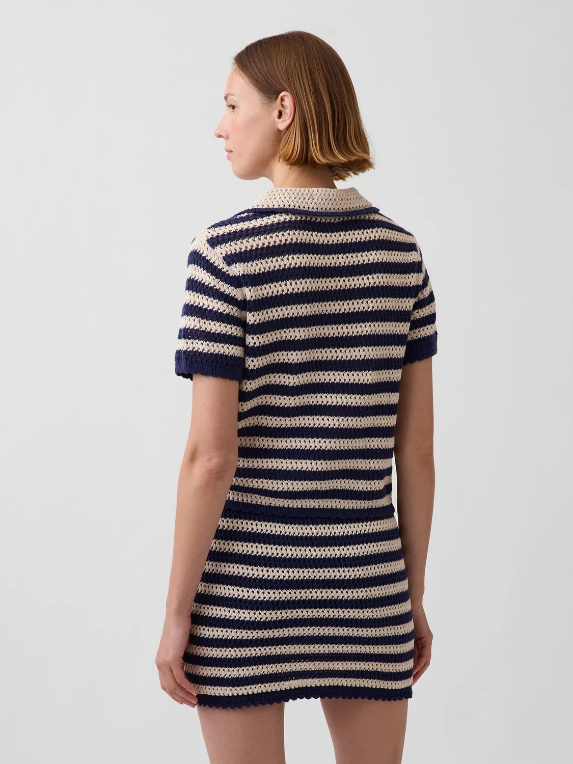 Рубашка хлопковая вязаная Gap, Navy Stripe — фото 2