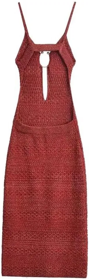 Женское мини-платье с вырезами и открытой спиной Generic, Claret — фото 2
