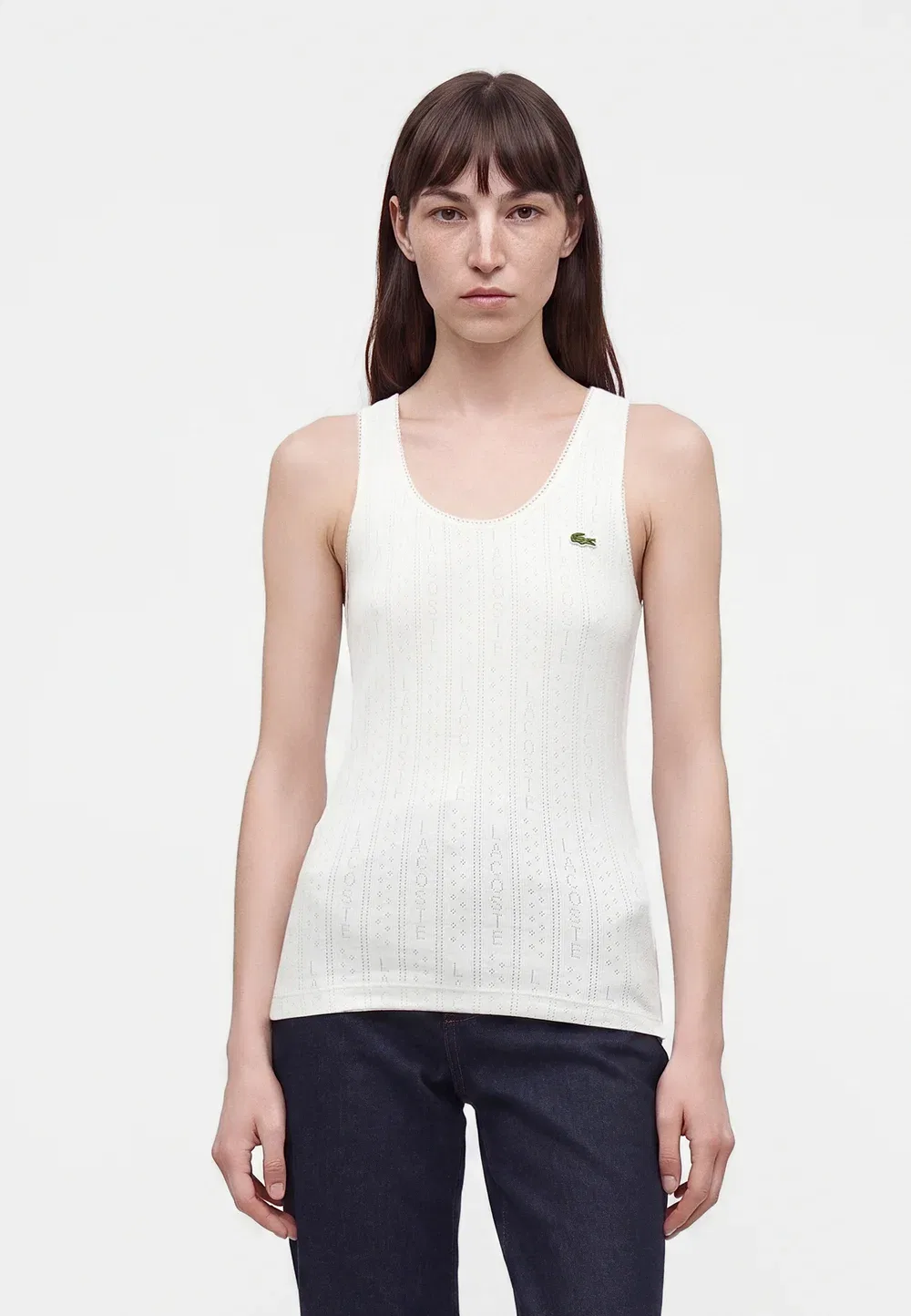 Топ Lacoste Flour, однотонный, белый