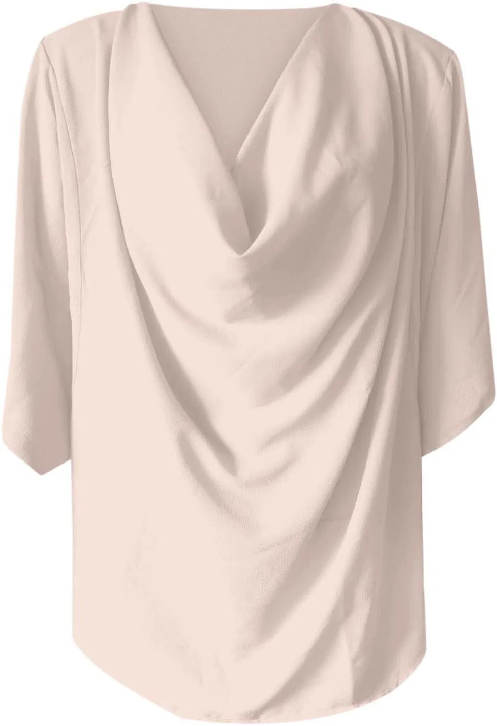 Женская свободная блуза с V-образным вырезом, Beige — фото 3