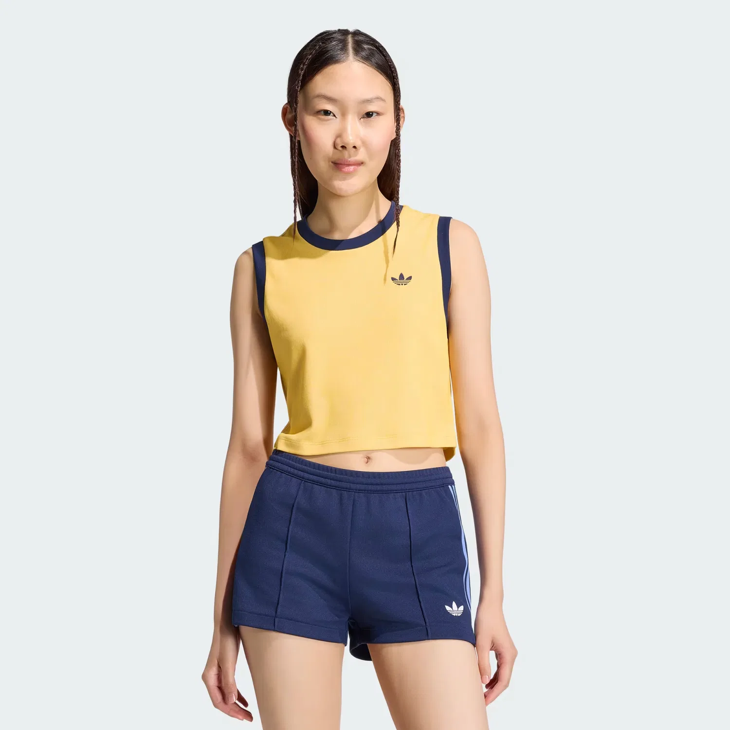 Женская майка в рубчик Heather Tank Adidas Originals, теплый ванильный/ночной индиго