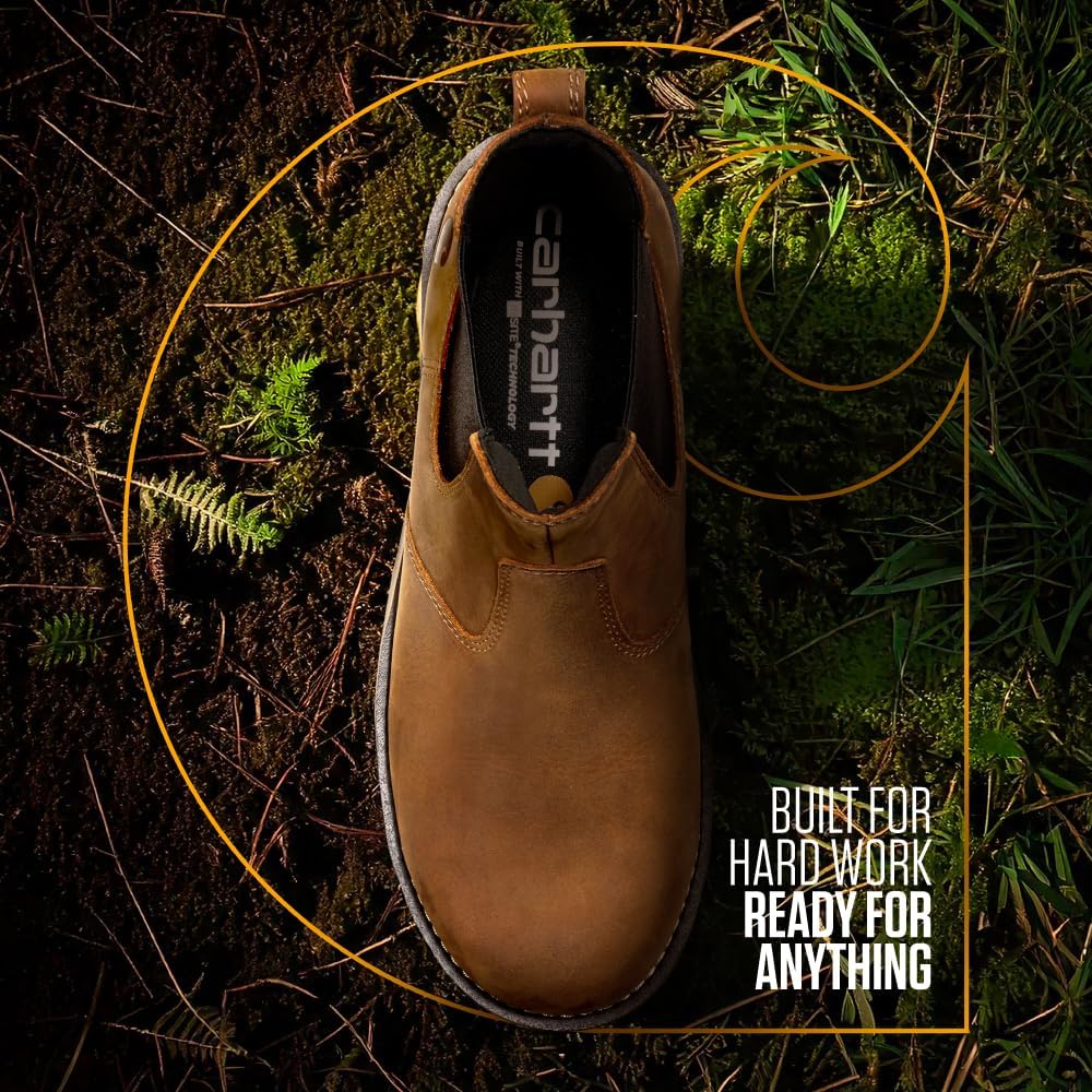 Carhartt мужские Chelsea ботинки Frontier с водонепроницаемым стальным носком - кожаные ботинки на молнии с эластичной вставкой, EVA подошвой и прочным сцеплением, Bison Brown Oil Tan — фото 2