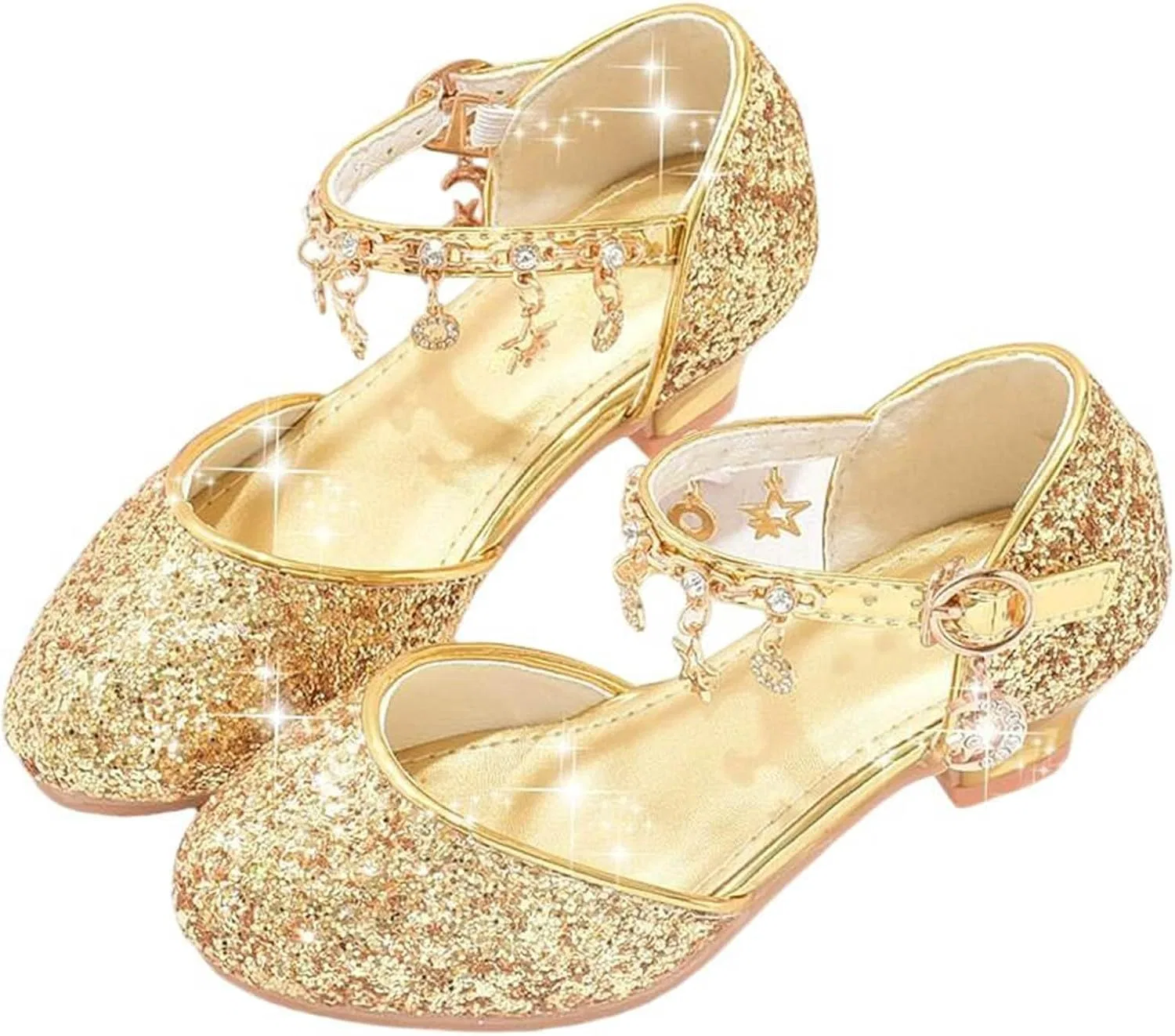 Детские туфли для девочек с блестками и стразами Mary Jane SHOPESSA, Gold