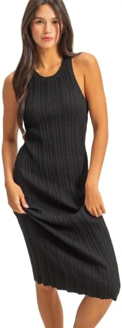 Женское облегающее платье с круглым вырезом Ribbed Knit, Black