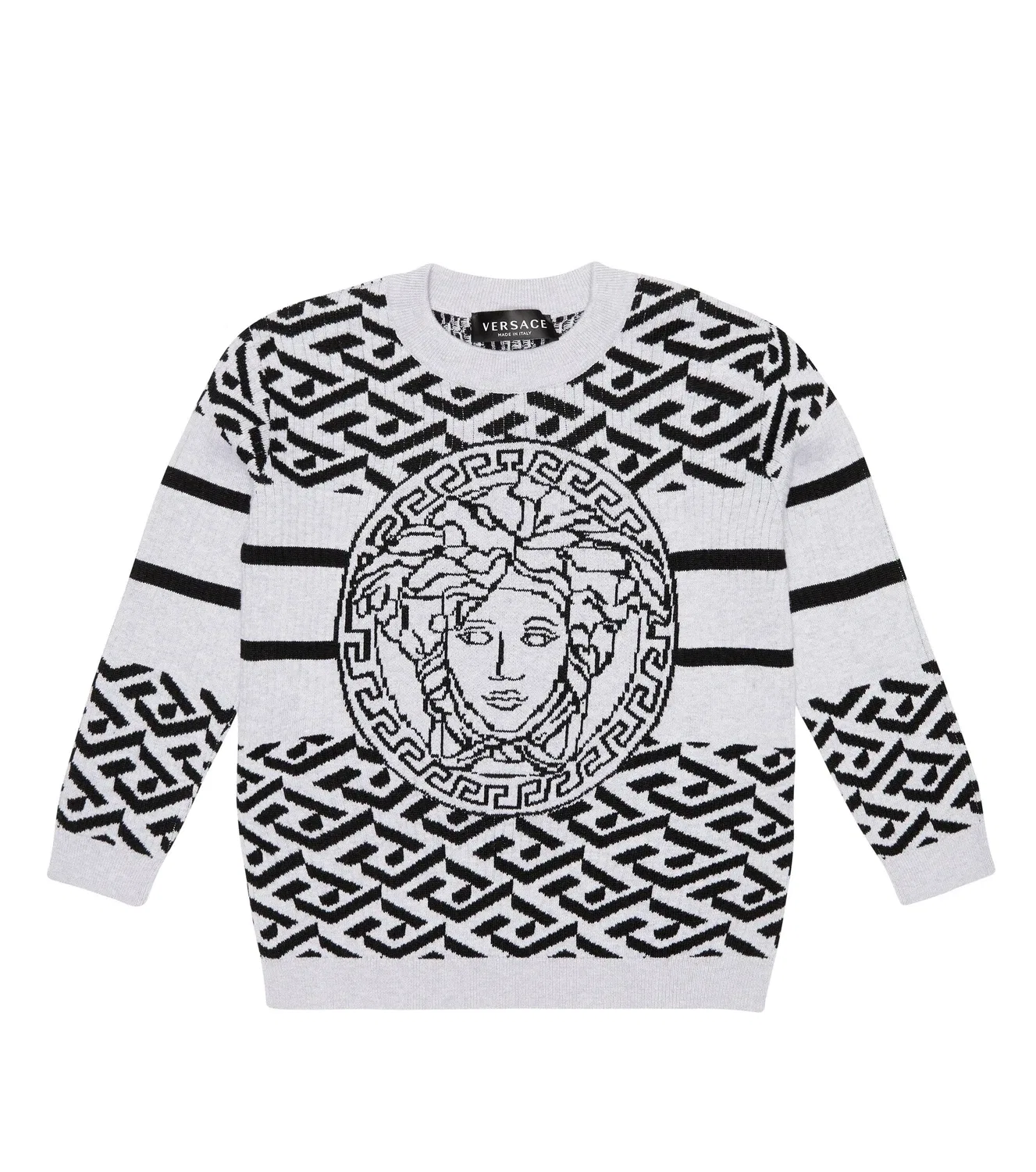 Свитшот хлопковый Medusa Greca Versace Kids, серый