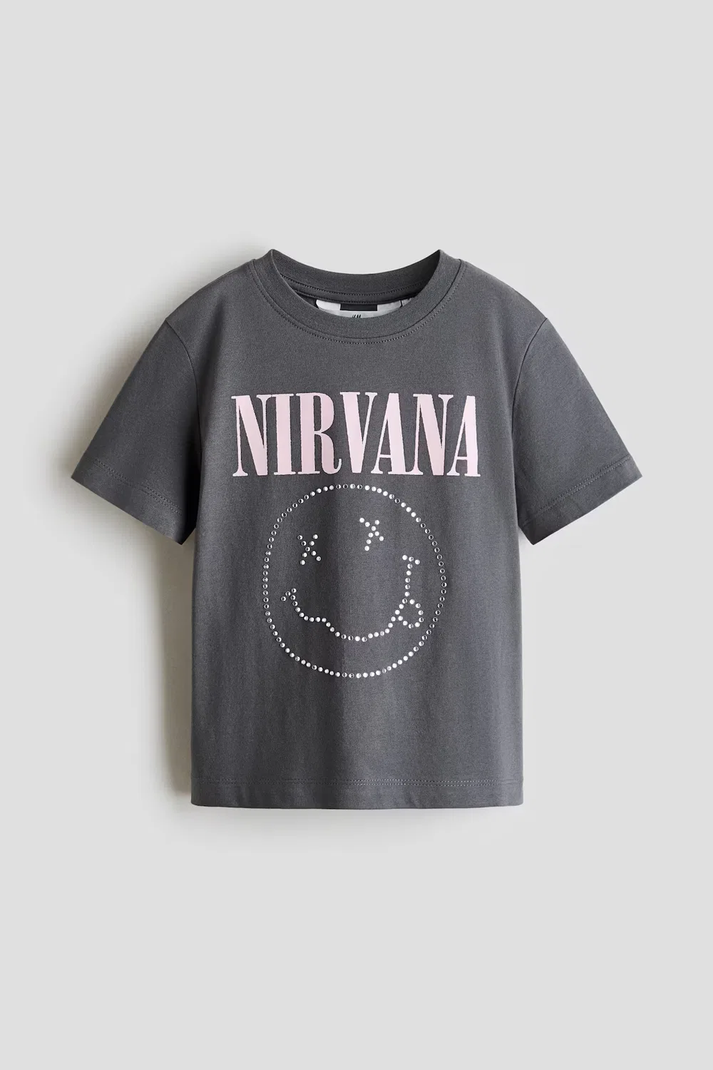 Хлопковая футболка с принтом H&M, Dunkelgrau Meliert/Nirvana