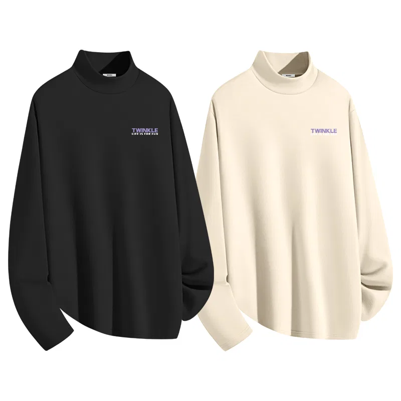 Футболка с полуводолазкой Детская 2 шт MINISO, Gray Green (B Fresh Purple Chest Logo) — фото 3