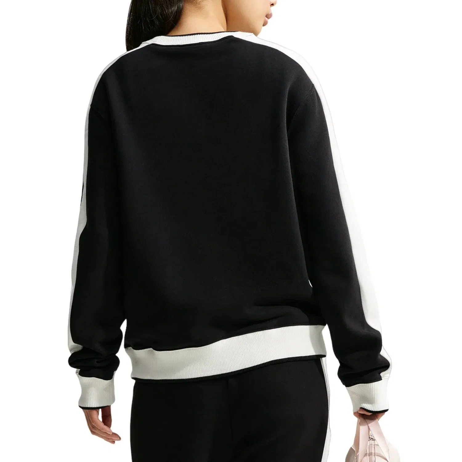 Женская футболка Studio Fleece Medium Weight Crew 'Total Black Sail' Nike, Total Black/Sail — фото 3