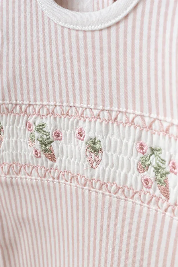 Детский комбинезон-боди с принтом Strawberry Embroidered 3-Piece Footed Romper Newborn Hospital Take-Home Set Yukobaby Bebeğiniz Için En Doğalı, Multicolor — фото 4