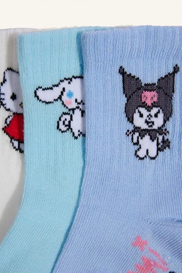 Детские носки с длинным паголенком с принтом Hello Kitty 3-pack Defacto, Multicolor-Kr1 — фото 3