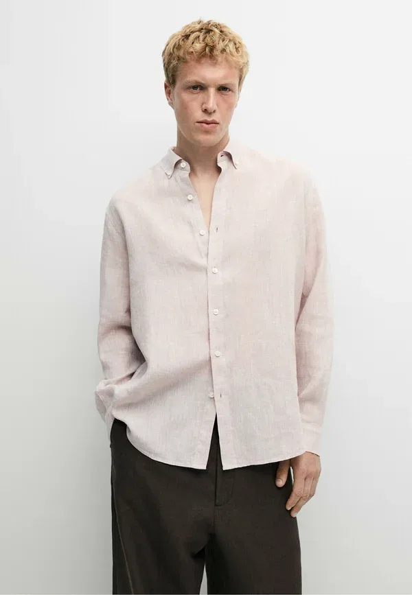 Рубашка из льна Shirt Massimo Dutti, mauve, сиреневый