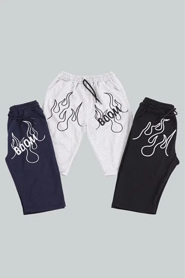 Детские шорты для мальчиков с принтом 3-комплект Çiggo Kids, Navy Blue Gray Black