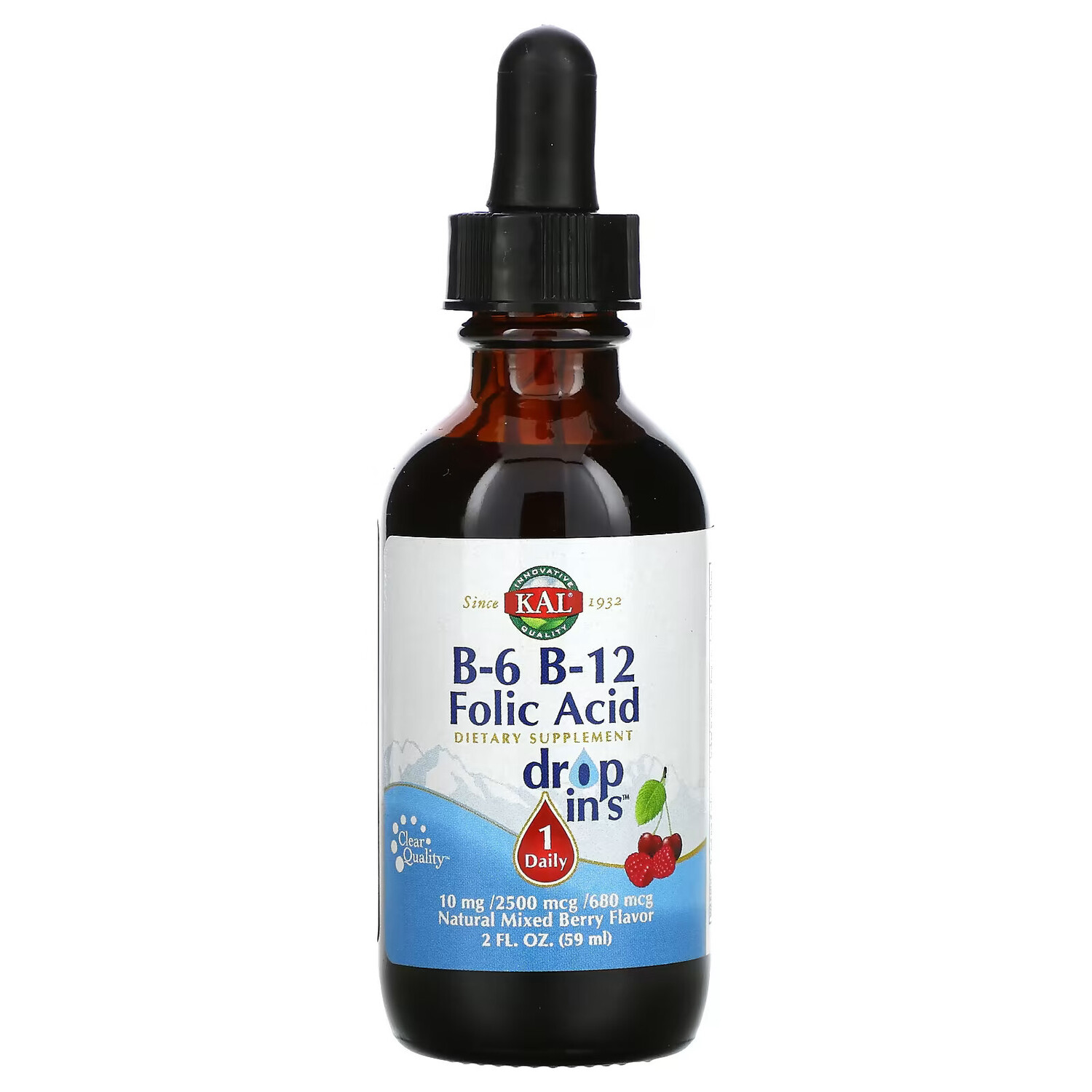 

KAL, фолиевая кислота B6 и B12, со вкусом натуральных ягод, 59 мл (2 жидк. унции)