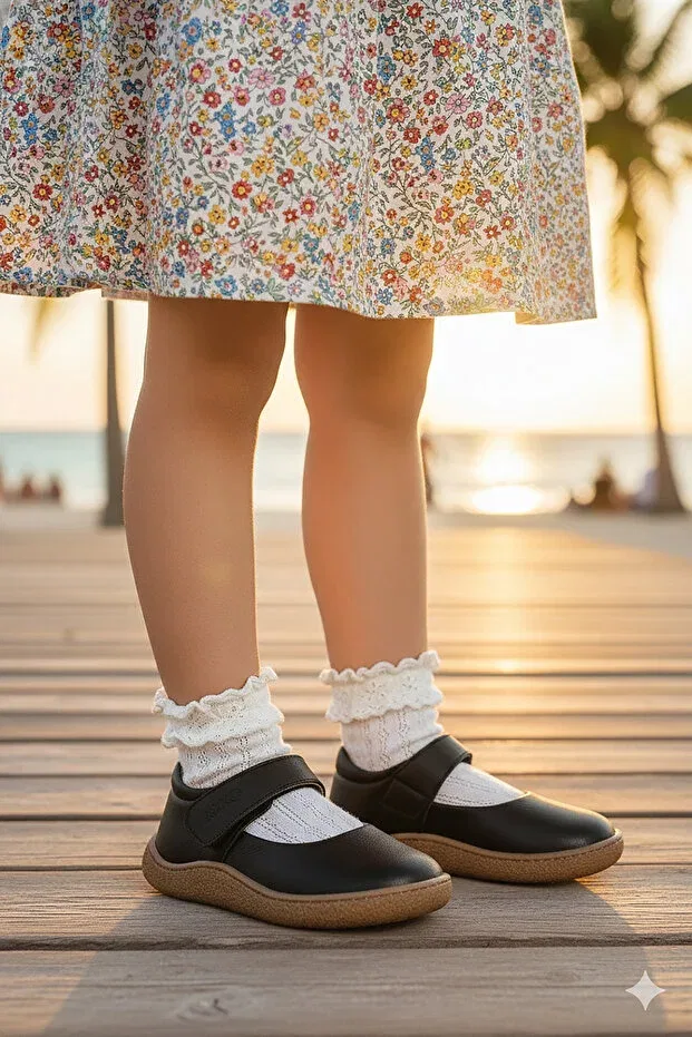 Детские балетки для девочек кожаные Lida Kiko Kids, Black — фото 3