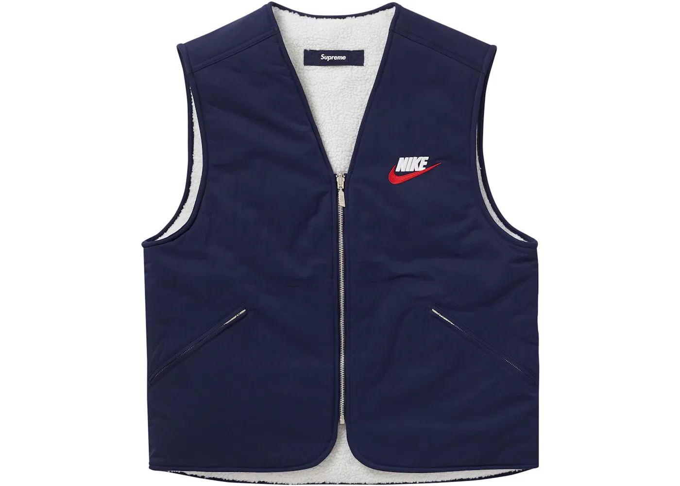 Мужской жилет с принтом Supreme Nike Reversible Nylon Sherpa Vest, Navy