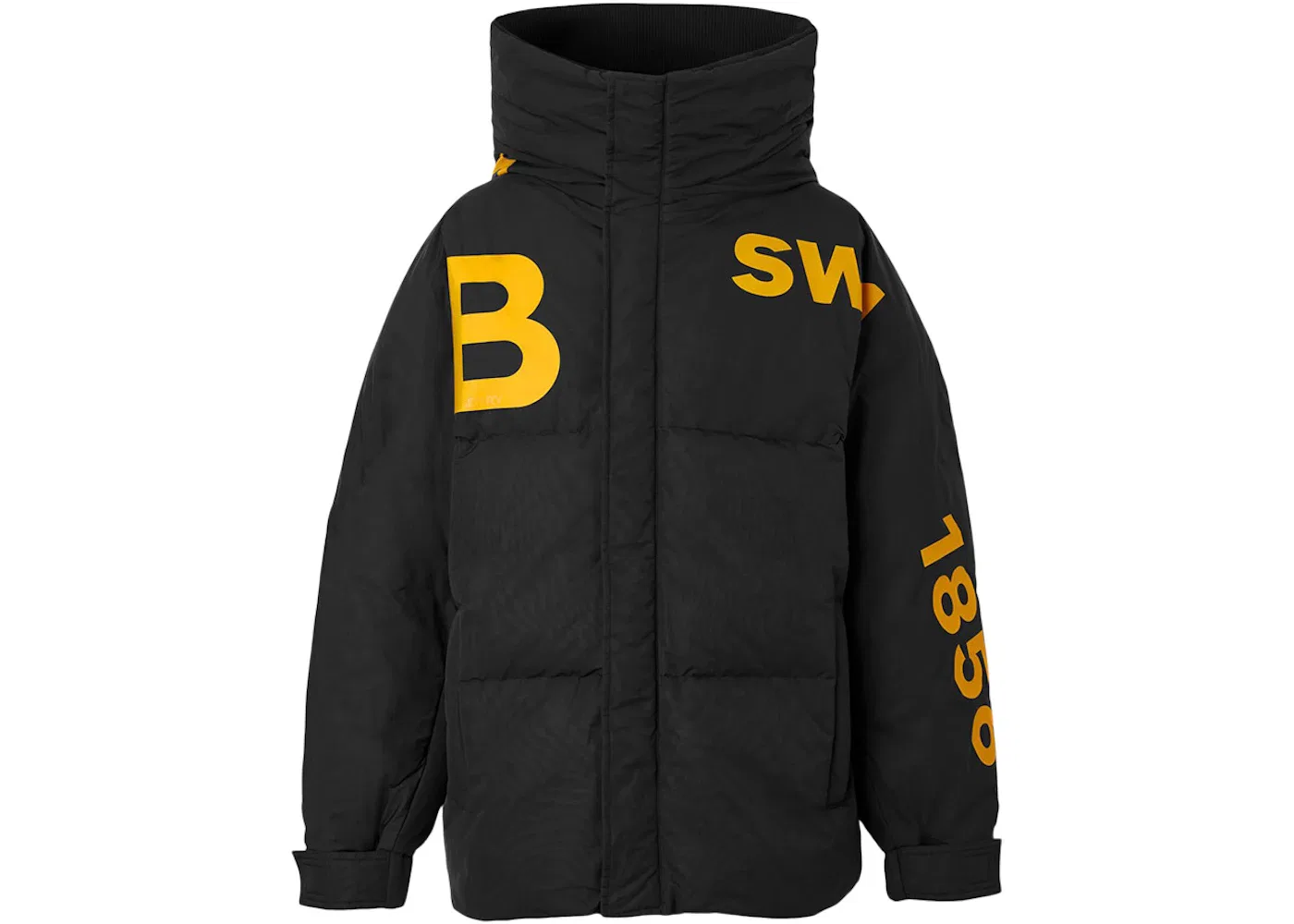 Мужская пуховая куртка-пуховик с капюшоном с принтом Horseferry Burberry, Black Yellow