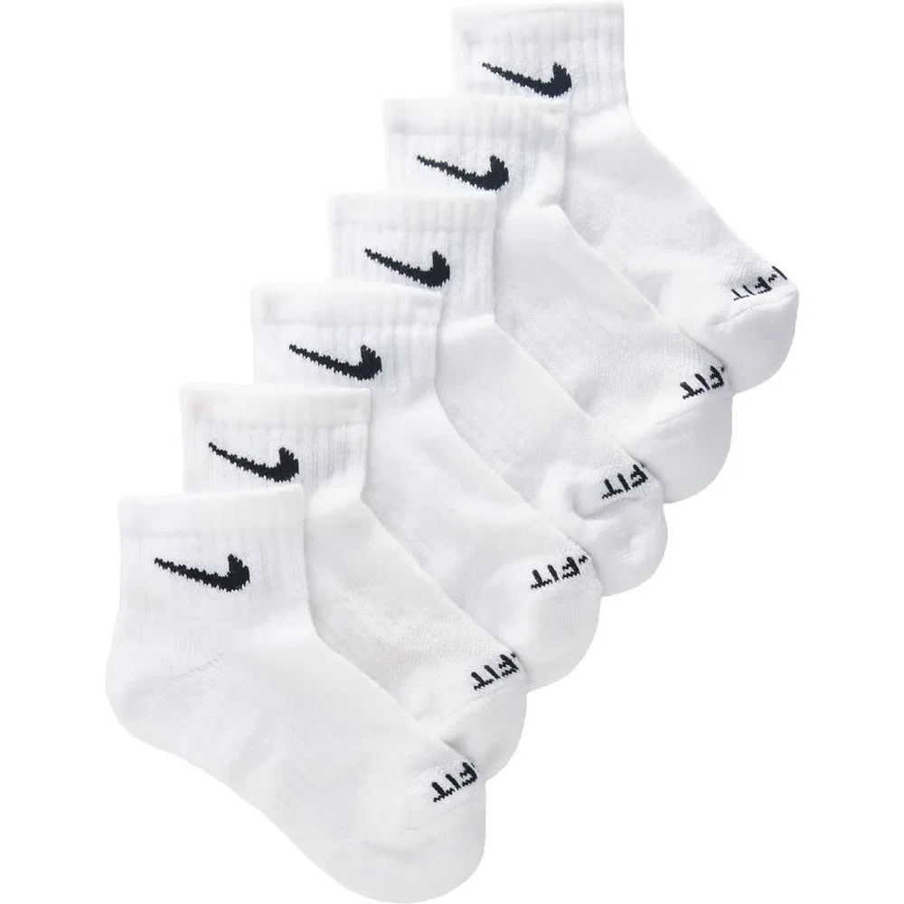 Детский набор из 6 пар носков до щиколотки размера XS для подростков Nike, White/Black