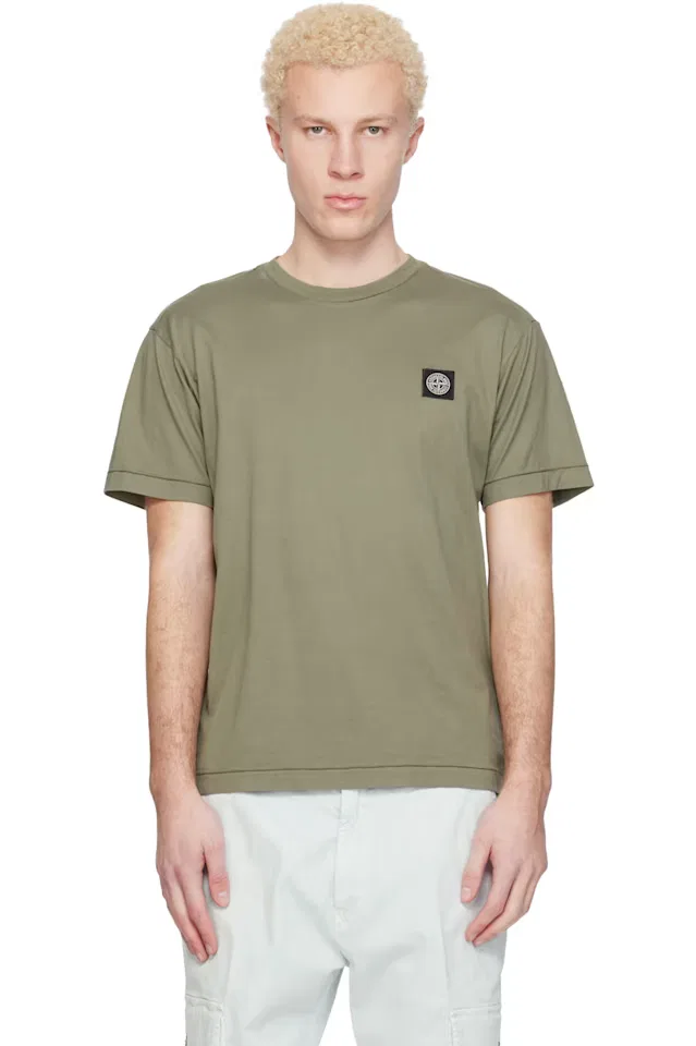 Футболка цвета хаки 2100027 из хлопкового трикажа 60/2 Stone Island