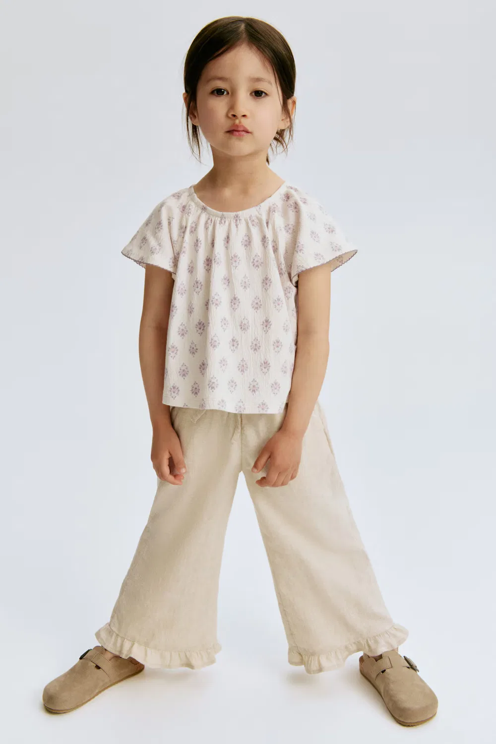 Брюки на шнуровке из смеси льна H&M, Naturbeige