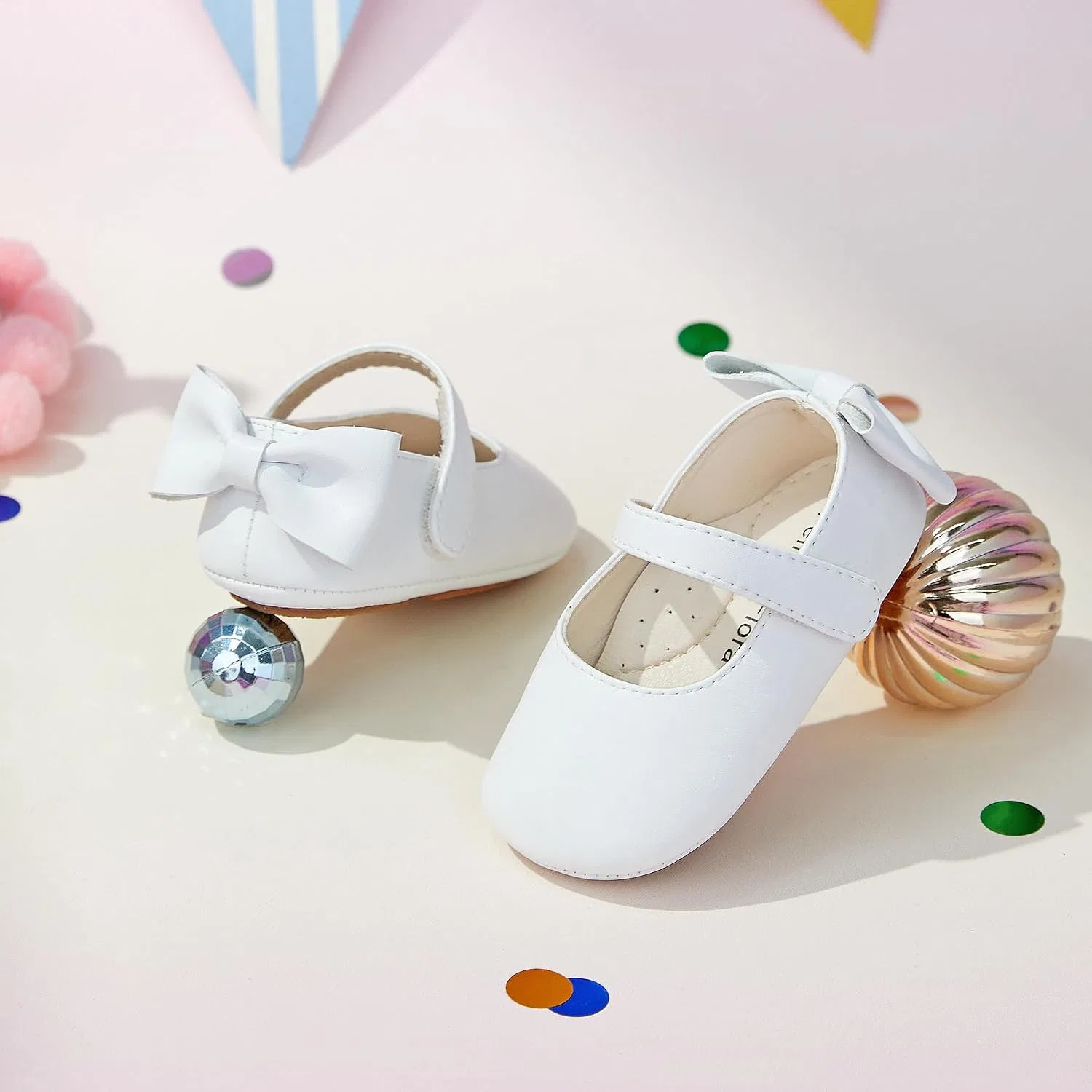 Детские мокасины для девочек с мягкой подошвой Felix & Flora, White — фото 3