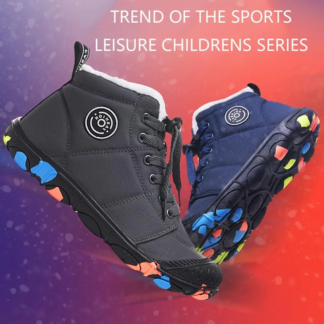 Детские зимние ботинки для девочек водонепроницаемые с принтом Hike Kids Winter Footwear Barefoot Snow Boots, Blue — фото 2