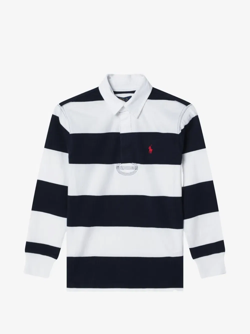 Полосатая рубашка поло The Iconic Rugby с длинными рукавами POLO RALPH LAUREN KIDS, белый