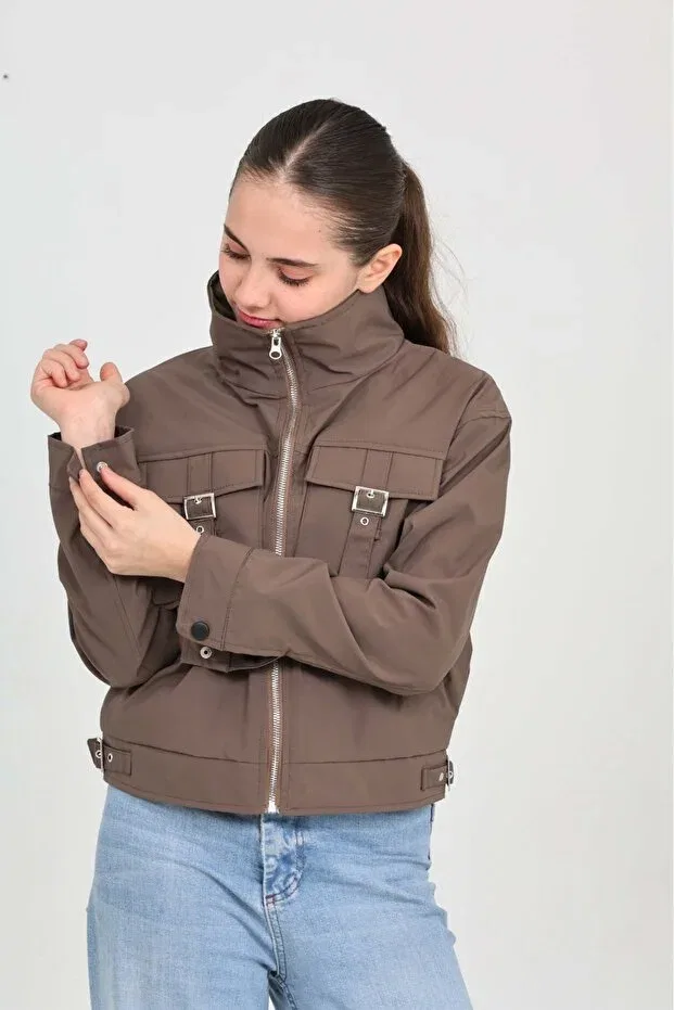 Детская куртка для девочек с принтом Asortik Kids, Brown — фото 2