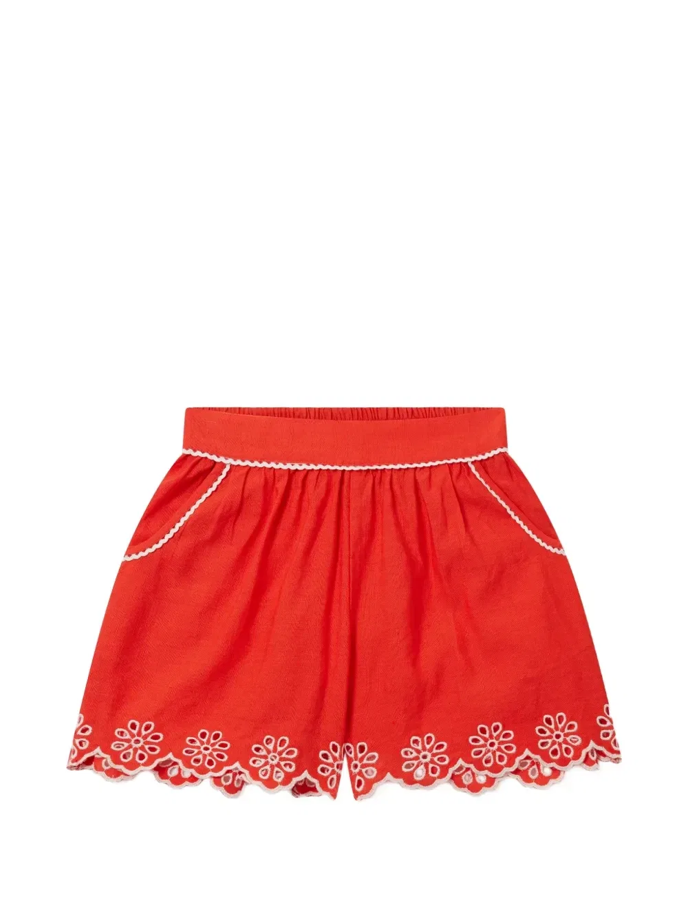 Шорты из шитья с фестончатым краем Stella McCartney Kids, красный