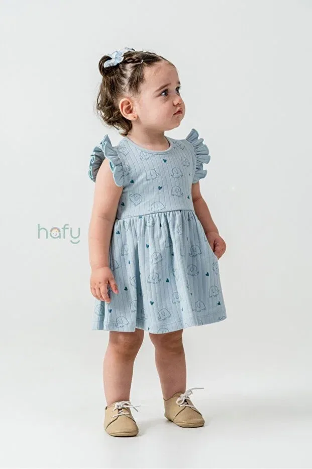 Детское платье для девочек с принтом Ruffled Hafy Baby, Blue — фото 3