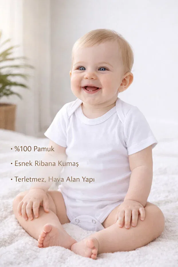 Детское боди-слип с коротким рукавом 5 шт Vieso, Beyazekru — фото 3