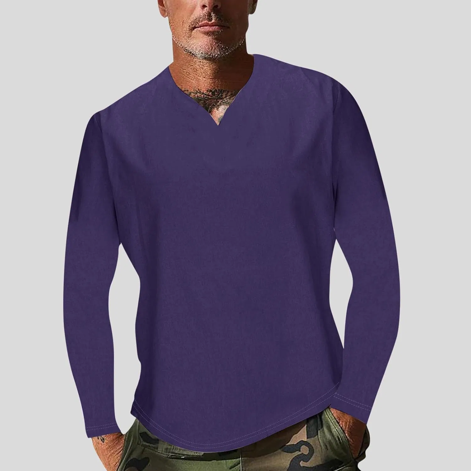 Мужская футболка с длинным рукавом свободного кроя Dark Purple — фото 2