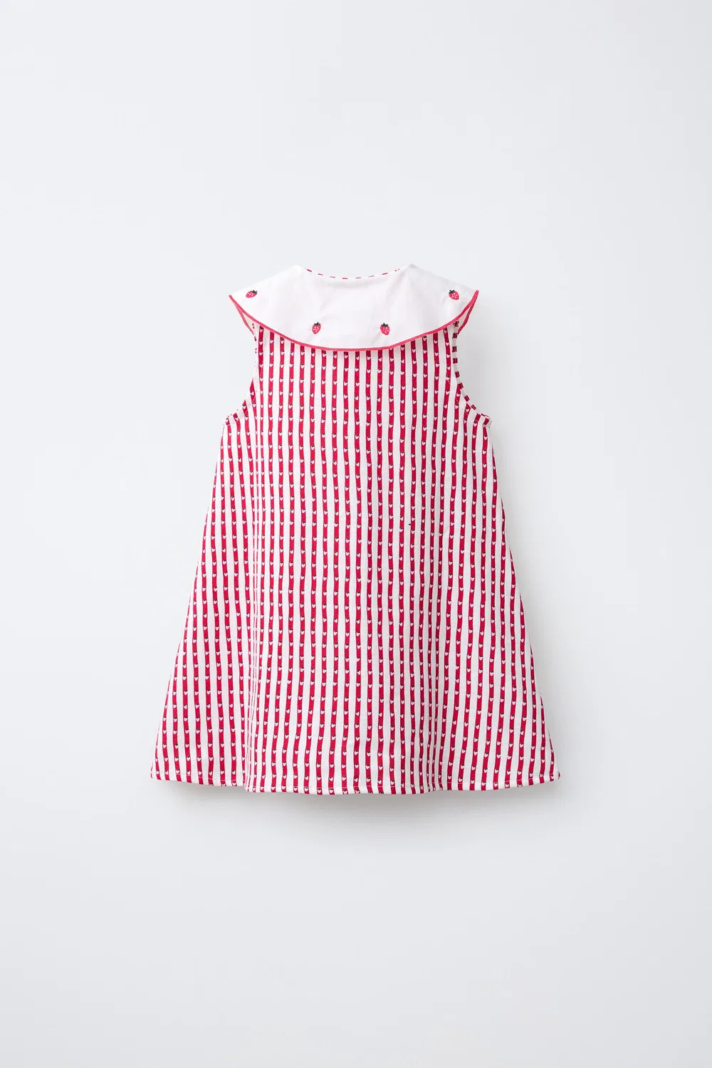 Полосатое платье с вышитым воротником ZARA, Strawberry — фото 2