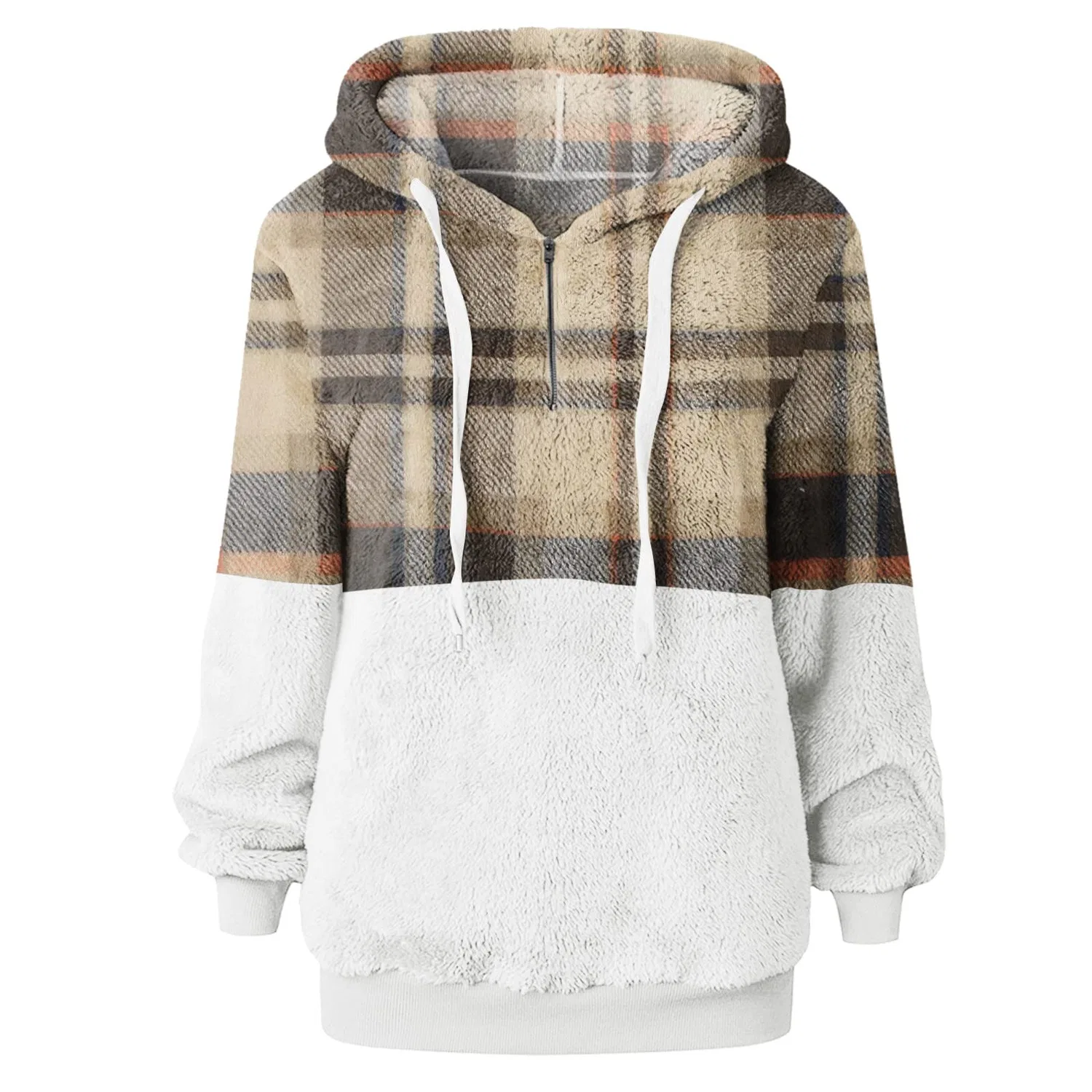 Женская флисовая куртка с капюшоном Oversize Winter Jackets, cachi — фото 3