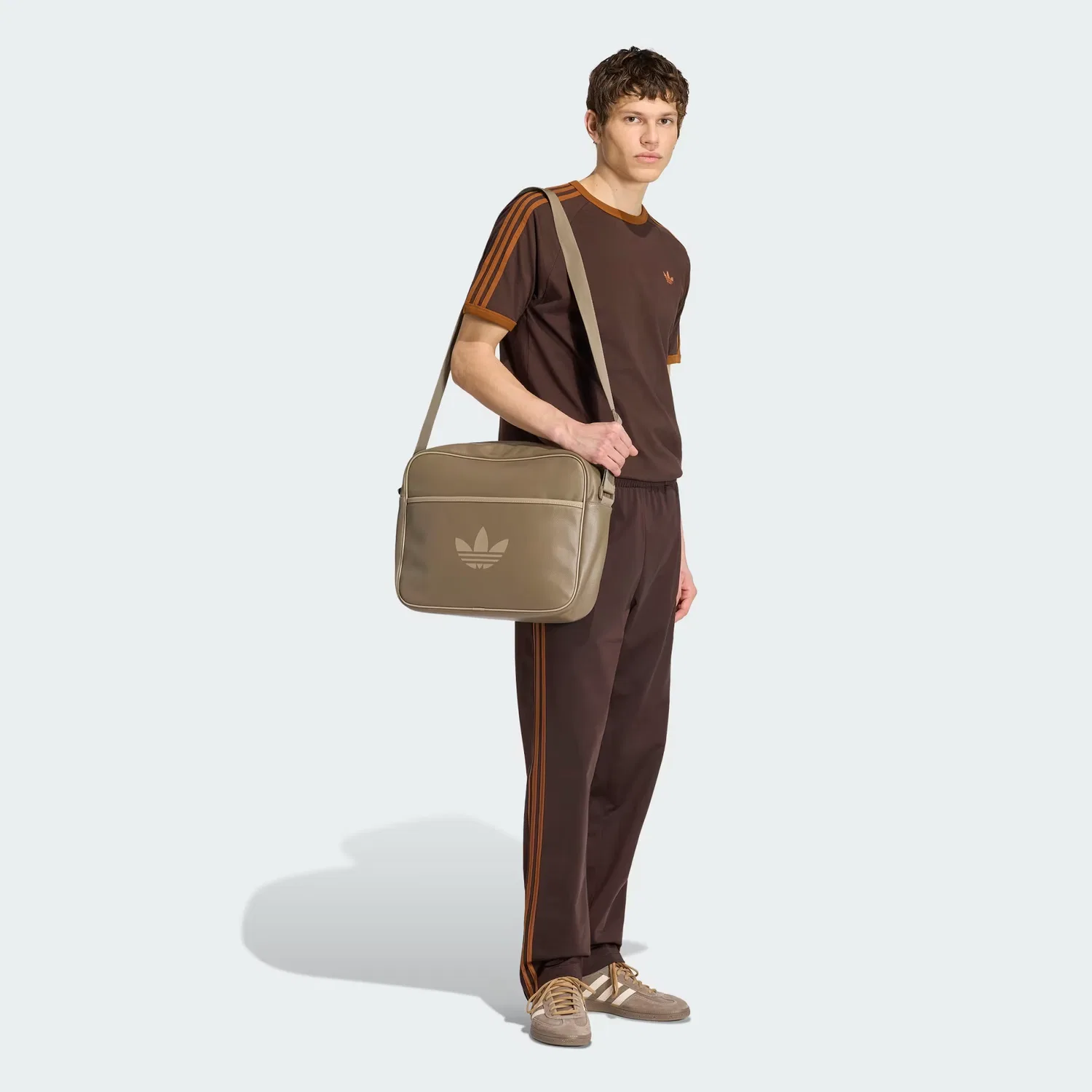 Мужская футболка с 3 полосами на рукавах 3-Stripes T-Shirt Adidas Originals, Aurora Coffee/Dusky Bronze — фото 4