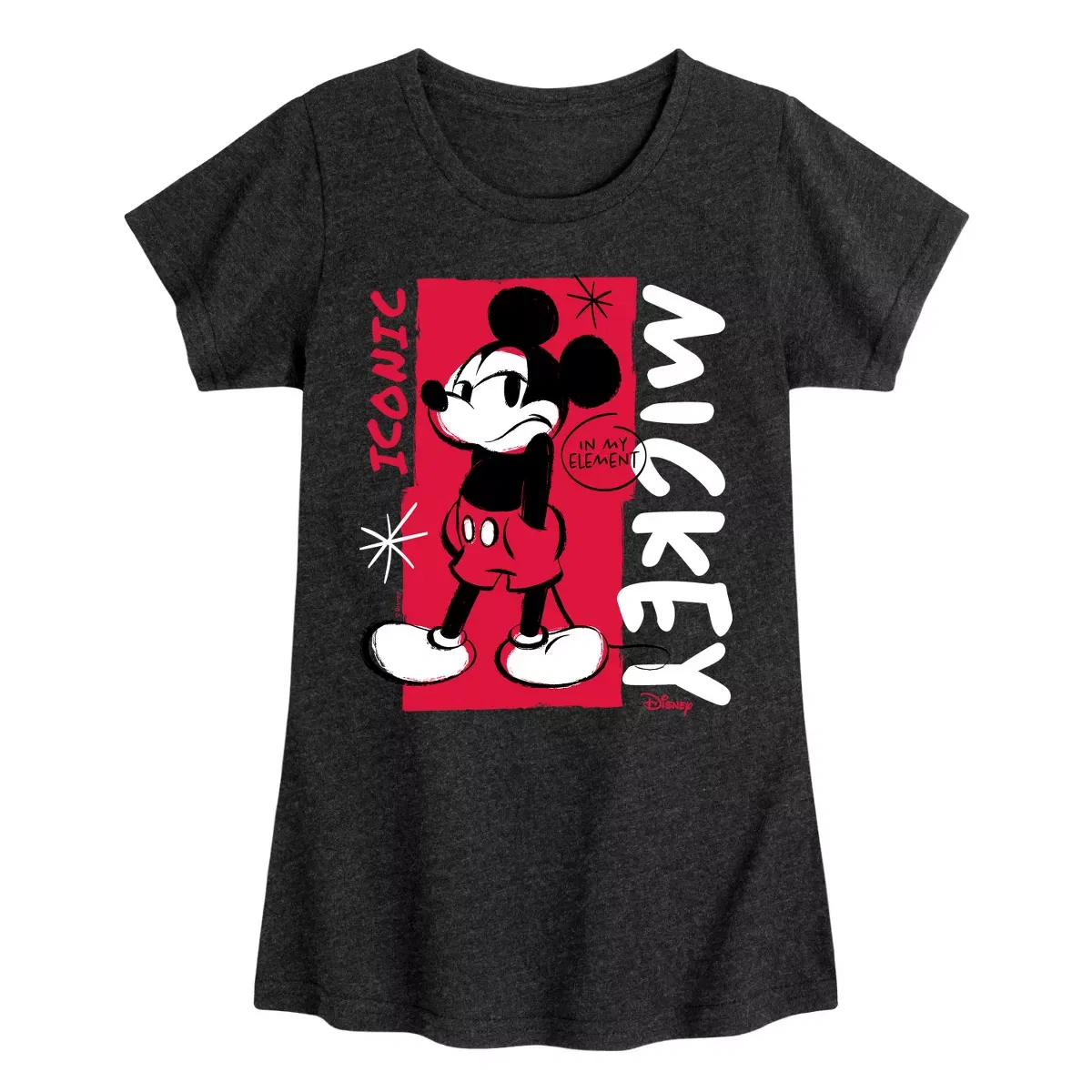 Детское футболка для девочек с принтом Mickey Iconic Disney, Heather Navy