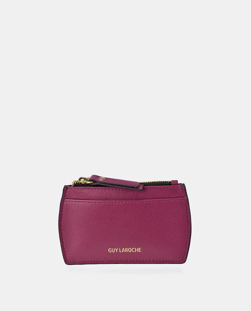 

Кожаный держатель для карт на молнии Guy Laroche, фуксия