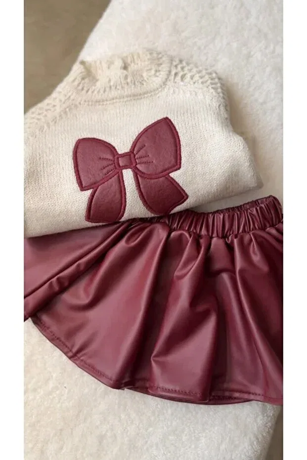 Детский комплект из трикотажа с юбкой Basics Nipperland, Burgundy