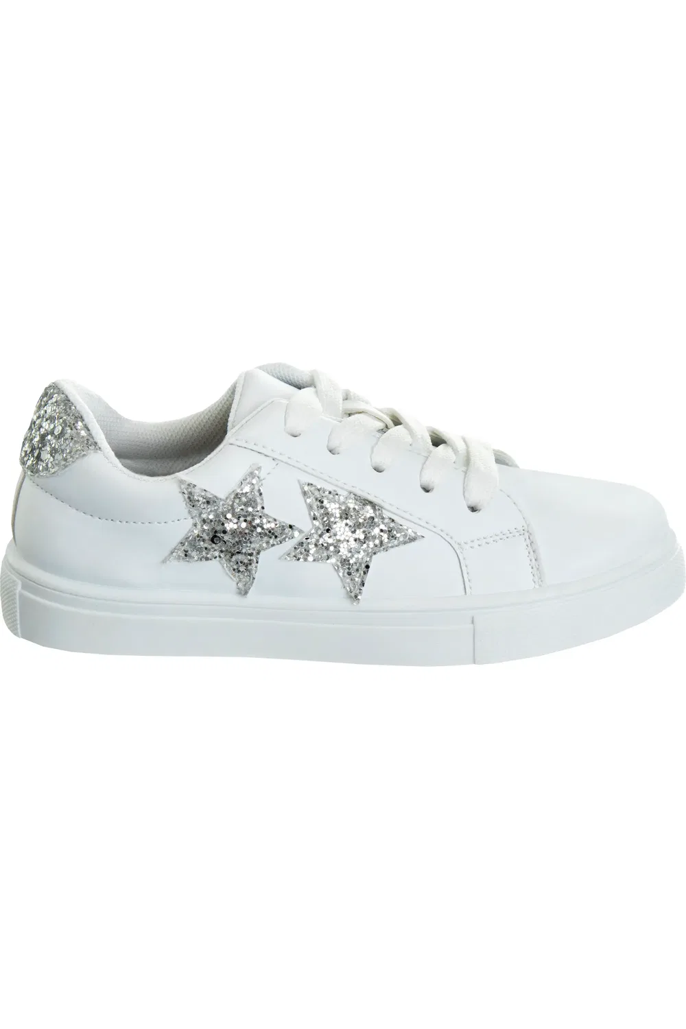 Кроссовки детские повседневные с блестками Lace Up Kensie Girl, White Silver — фото 2
