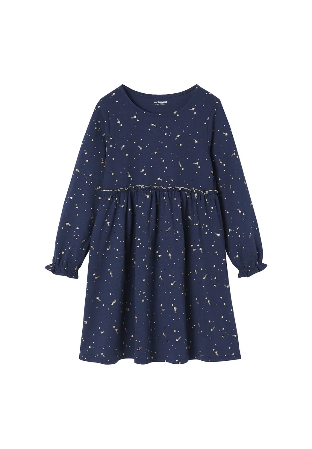Festliches mädchen kleid mit glanzsternen - трикотажное платье Vertbaudet, Marine