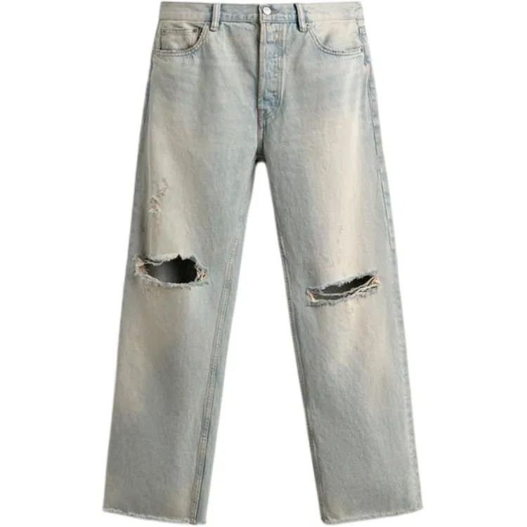 Джинсы унисекс прямого кроя Light Blue ZARA, Светло-Синий