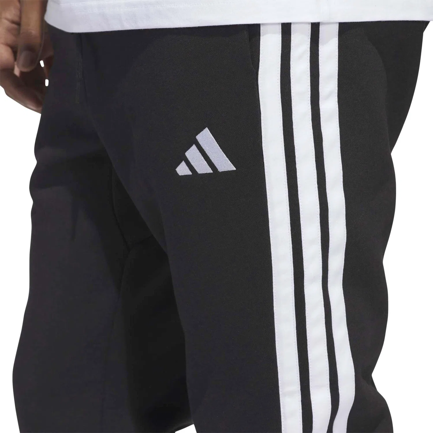Мужские спортивные штаны с флисом adidas 3 Streifen Design, Schwarz Weiss — фото 4