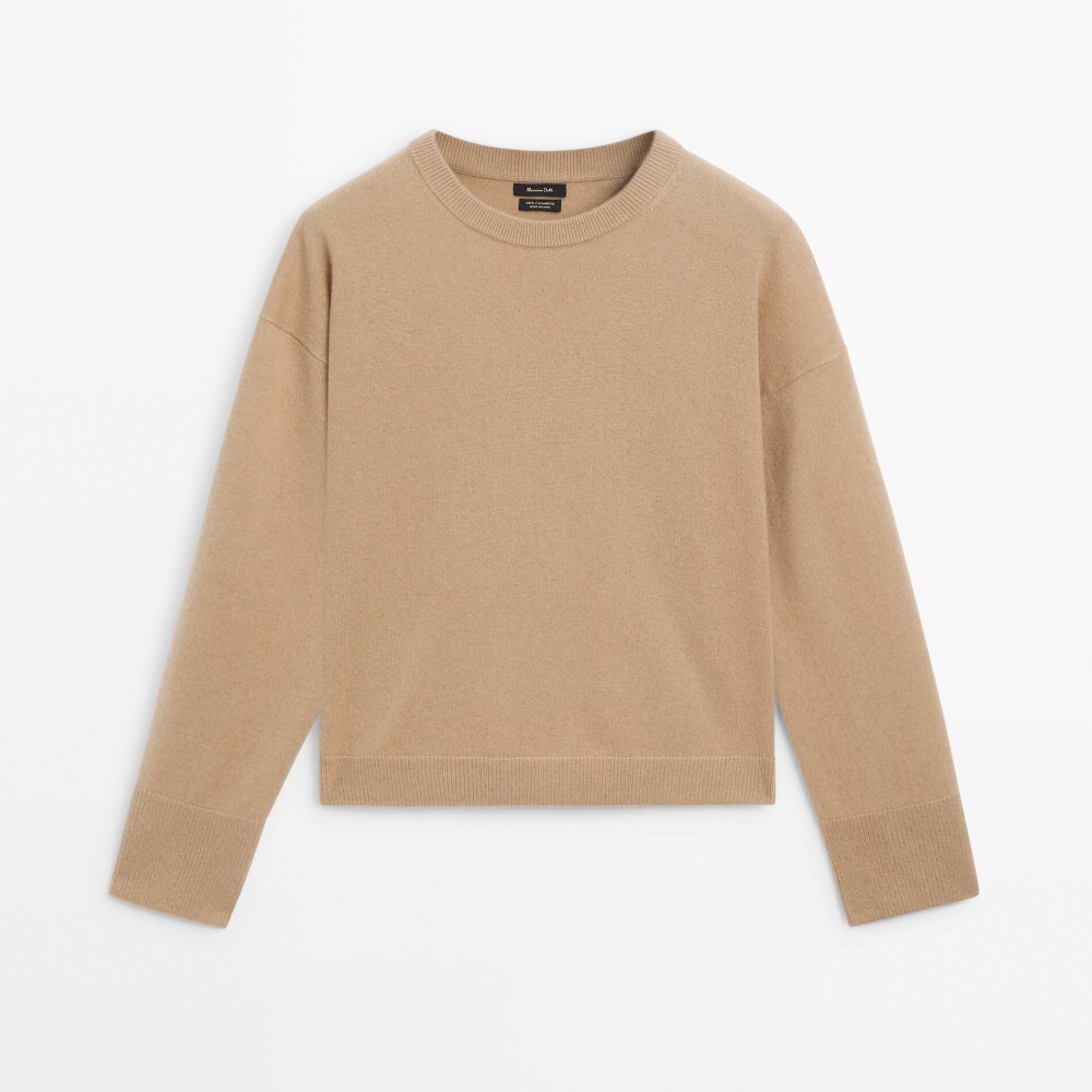 

Свитер Massimo Dutti Cashmere Crew Neck, светло-коричневый