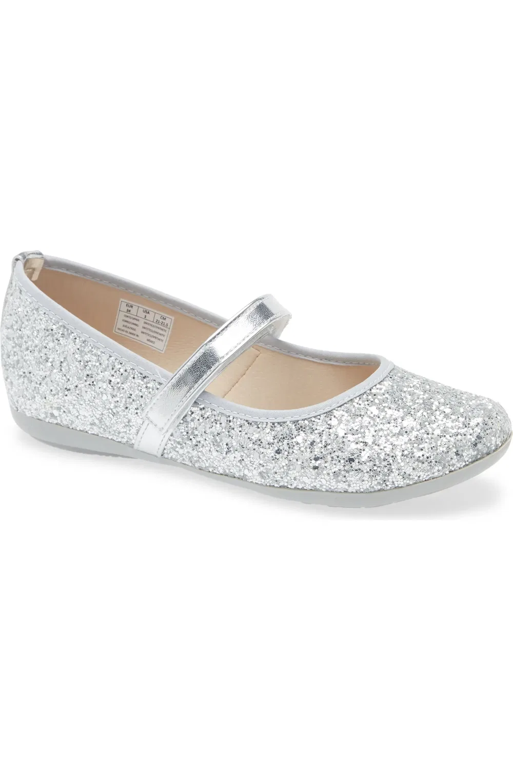 Детские туфли мэри-джейн с блестками Estrella CHILDRENCHIC, Silver Sparkle