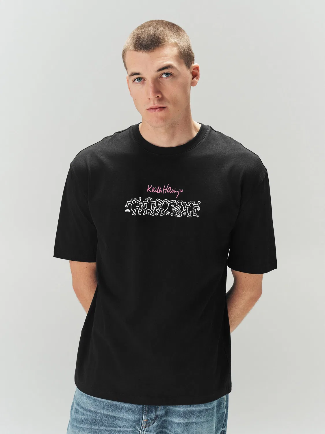 Футболка с принтом Keith Haring, Relaxed Fit Next, черный — фото 3